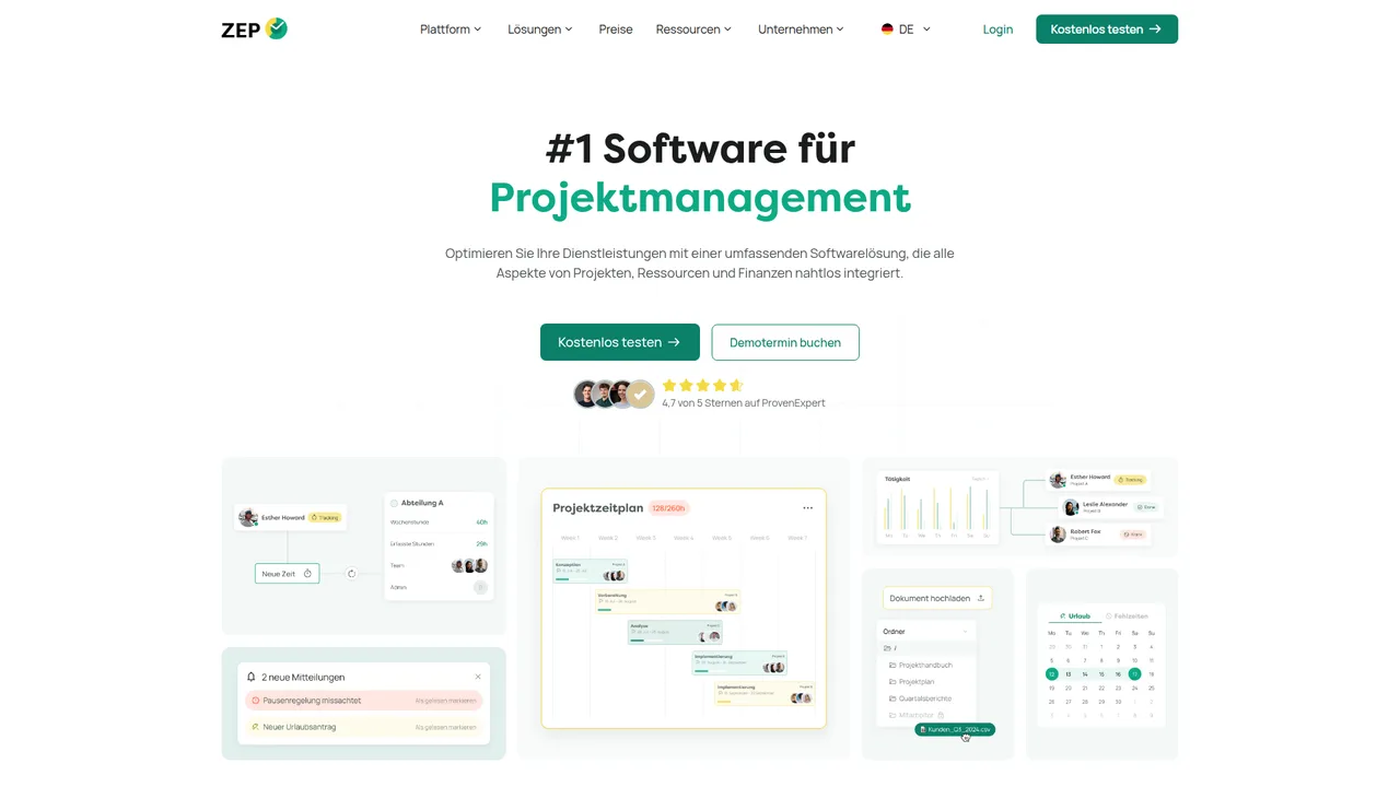 Screenshot: ZEP Landing Page